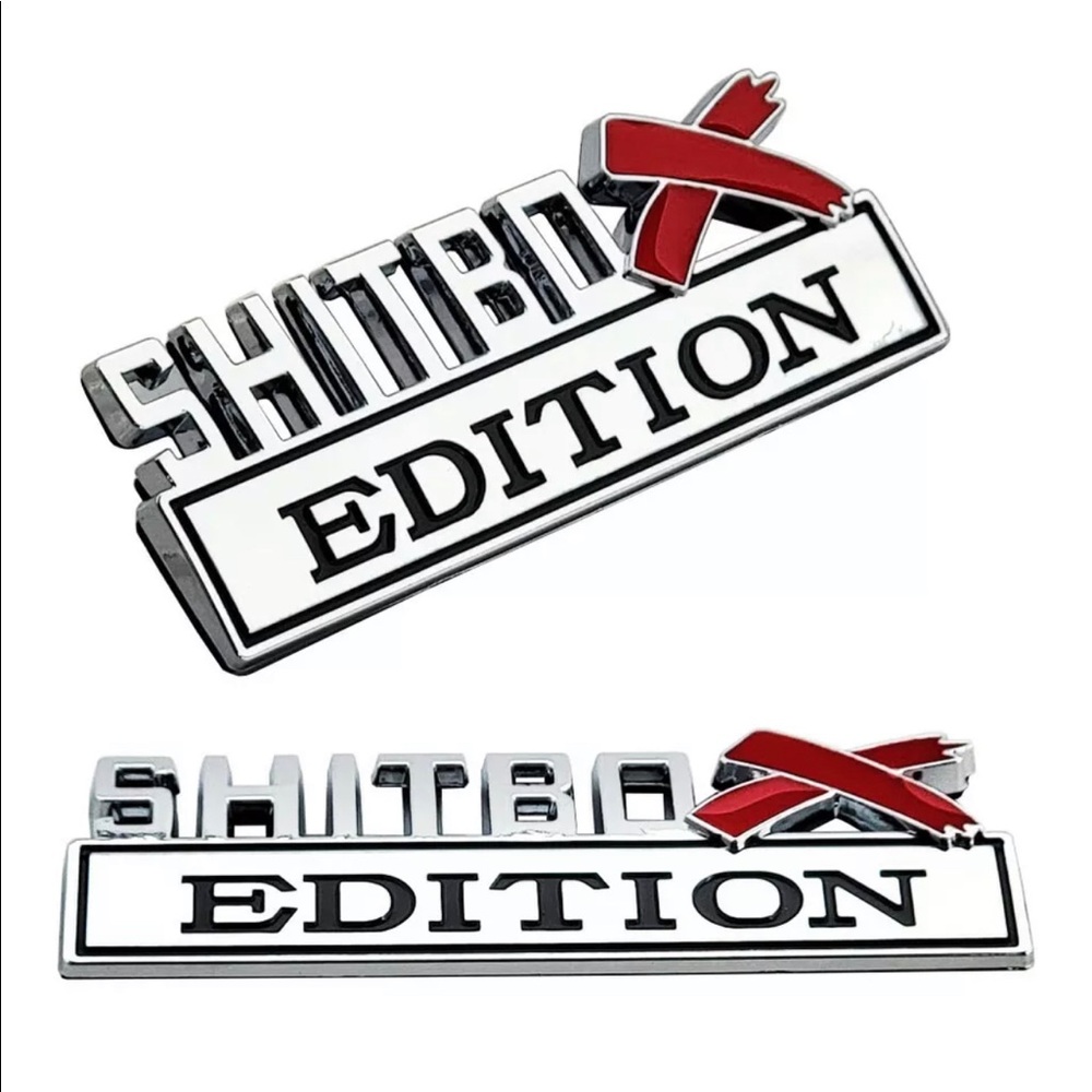 metal Shitbox Auto Car Truck Golf Cart Scooter Motorcycle Badge Emblem